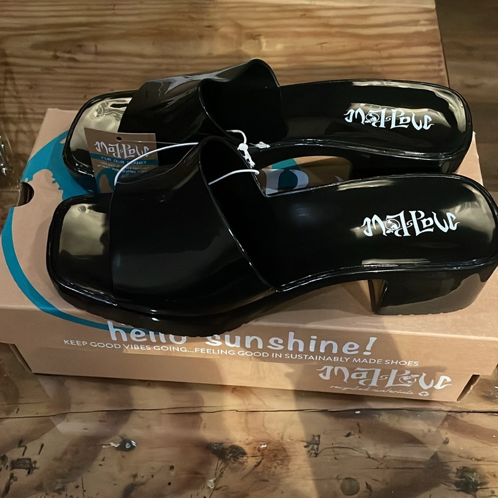 NWT Mad Love Marini Jelly Slide Mule Heels in Black